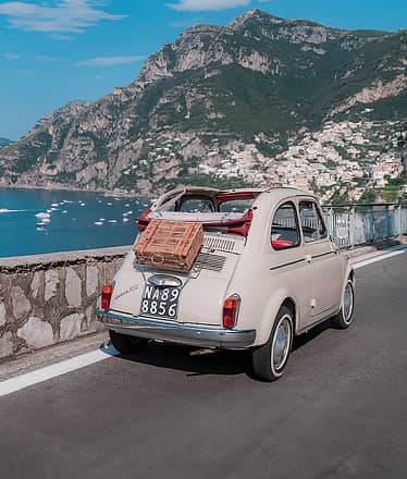 Positano in Fiat 500 Vintage
