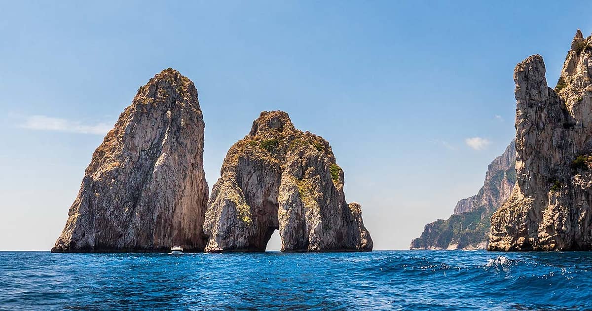 View of the Sea and the Natural Arch on Capri Island · Free Stock Photo